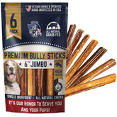 Devil Dog Pet Co jumbo bully sticks pack shot for long-lasting chew sessions.