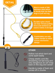 Dewonch Flirt Pole braided nylon cord handles heavy pulling without snapping.