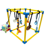 Dewonch Puppy Play Gym with hanging toys for engaging indoor play and teething.