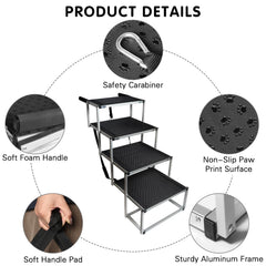 DGSL aluminum dog ramp with durable 4-step design
