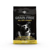 Diamond Naturals grain-free chicken kibble in bag highlighting real chicken as the #1 ingredient for lean energy.