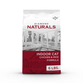 Diamond Naturals Indoor Cat Chicken and Rice kibble in a bowl supports healthy skin and coat.
