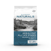 Diamond Naturals Skin & Coat salmon kibble close-up highlighting real salmon as the #1 ingredient.