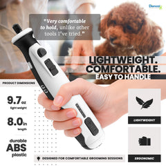 Diamondg nail grinder features five speeds for different nail thicknesses