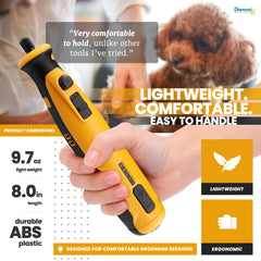 Diamondg dog nail grinder USB-C charging for quick power on long sessions.