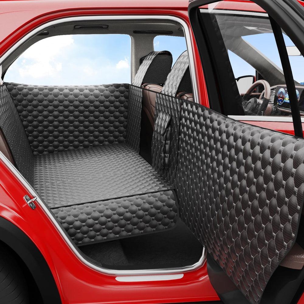 DIAMOOKY dog seat cover in back-seat hammock provides full coverage and comfort