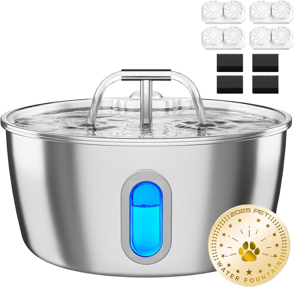 DIANU cat fountain stainless-steel with 108oz capacity for multi-cat homes