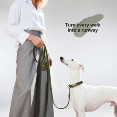 Didog easy-clean PU leather leash, quick wipe after outdoor adventures.