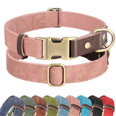 Didog pink soft PU leather collar—front view for stylish daily walks.
