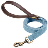 Didog PU leather dog leash in denim blue, 4.5 ft, stylish and practical for walks.