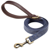 Didog PU leather leash in blue, 4.5ft, ideal for controlled daily walks.