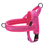 Didog soft flannel padded harness in hot pink for gentle, comfortable strolls