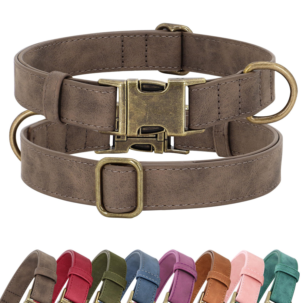 Didog Soft PU Leather Dog Collar close-up showing skin-friendly, all-day comfort