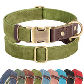 Didog olive green soft PU dog collar front view for daily wear