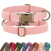 Didog soft PU leather dog collar in pink for small dogs, daily wear.