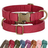 Didog soft PU leather dog collar in red, comfortable for daily wear