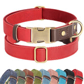 Didog soft PU leather red collar with smooth finish for daily wear.