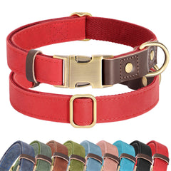 Didog soft PU leather red collar with smooth finish for daily wear.