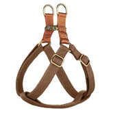 Didog Step-In harness brown side view for secure, comfy daily walks with small dogs