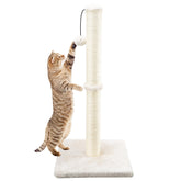 Dimaka 29-inch tall cat scratching post with sisal rope for extended claw care.