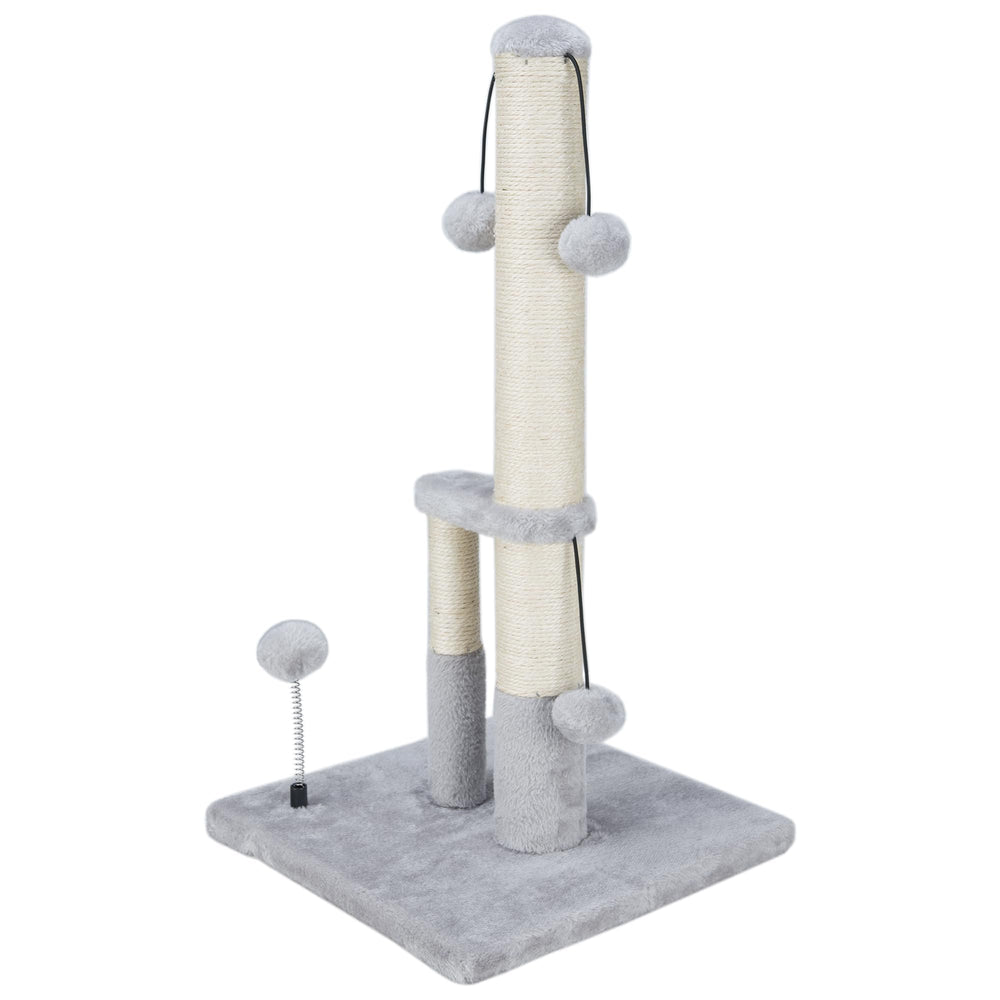 Dimaka tall cat scratching post front view shows sturdy construction for active cats