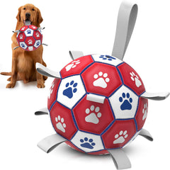 Diman premium dog soccer ball with straps for easy pickup and fetch.