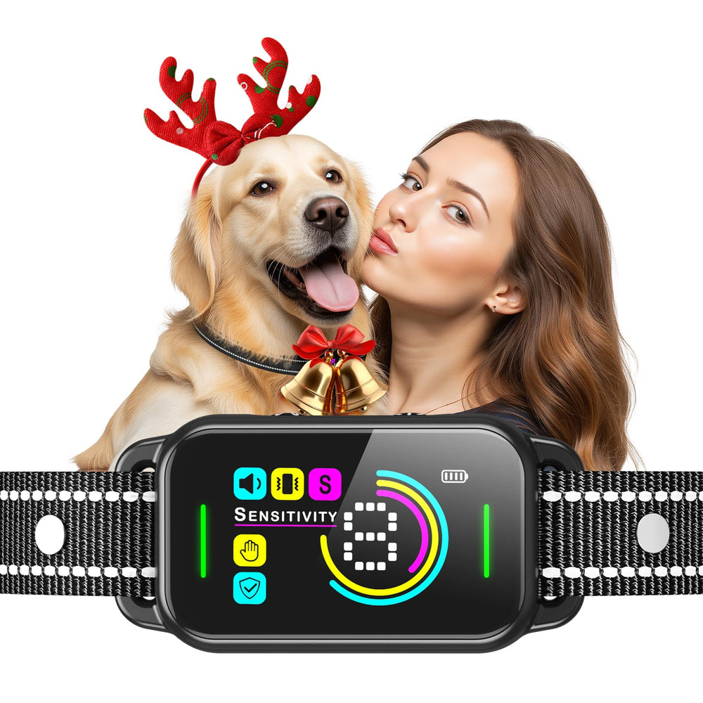 Dinjoo bark collar with smart AI detection for quieter home environments.