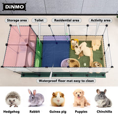 DINMO playpen features clear plastic panels for visual interaction and easy cleaning.