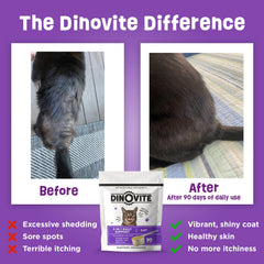 Close-up of glossy coat after using Dinovite omega-3 fatty acids for cats.