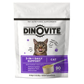 Dinovite for Cats supplement bottle demonstrates immune and digestive support.