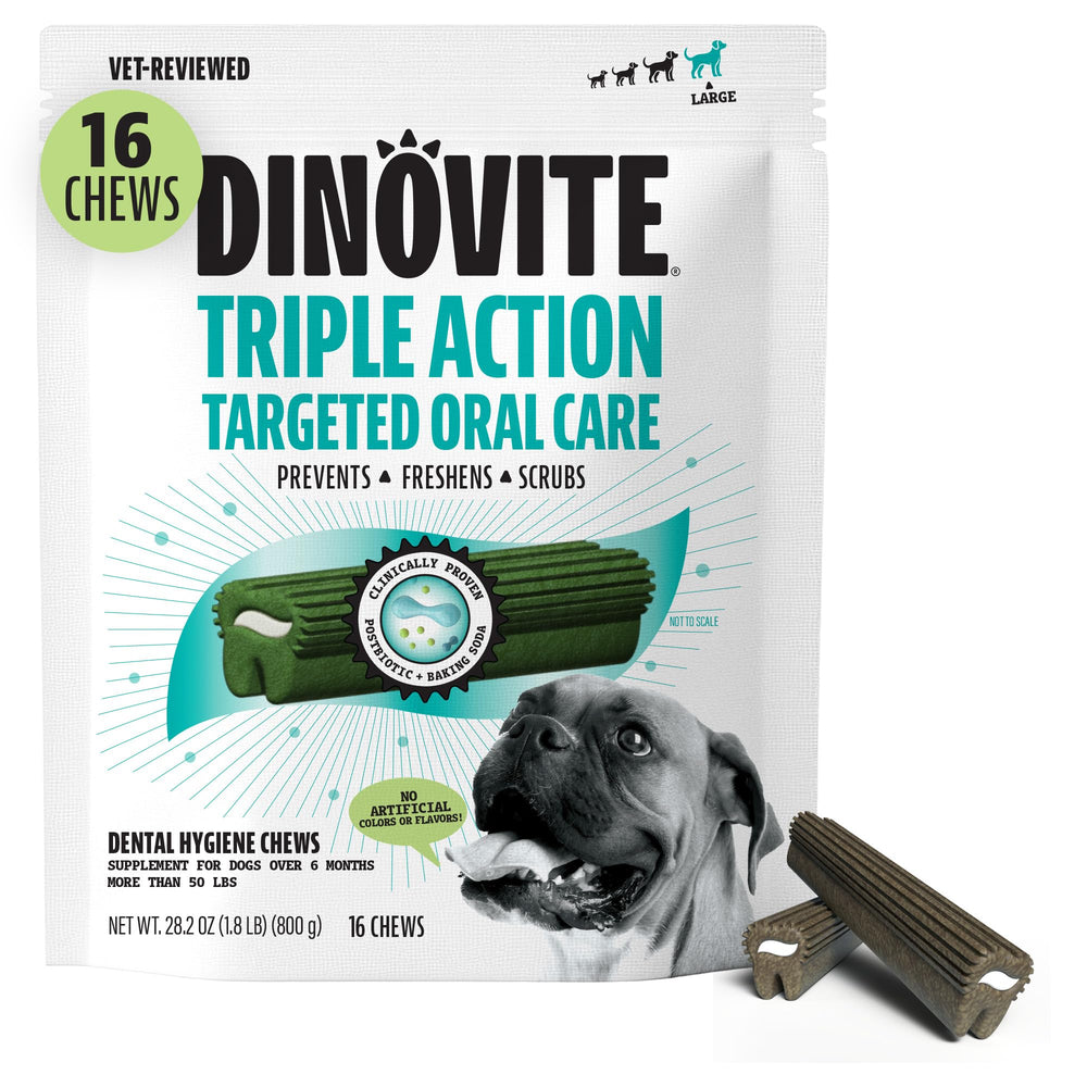 Dinovite Dental Chews demonstrate gum-line scrubbing for healthier gums