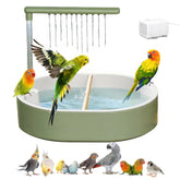 DINTSTYLE parrot bath tub with wide basin offers spacious bathing for several birds.