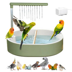 DINTSTYLE parrot bath tub with wide basin offers spacious bathing for several birds.