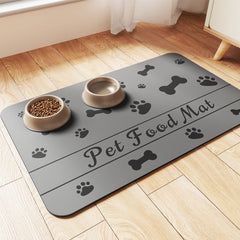 DK177 pet feeding mat absorbs spills quickly with bone design, keeping area dry