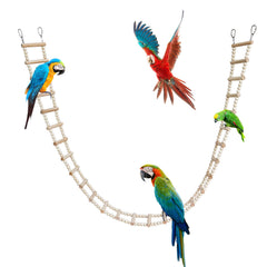 Dnoifne bird ladder bridge with wooden stairs for engaging bird play