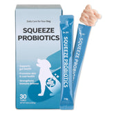 Doctor By Squeeze Probiotics for Dogs bottle pour shows easy dosing with tasty chicken flavor.