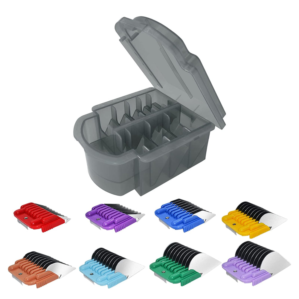 DODAER animal stainless steel guide combs set in box for efficient grooming.