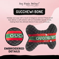 Dog Diggin Designs Gucchewi plush bone interior squeaker to boost interactive play