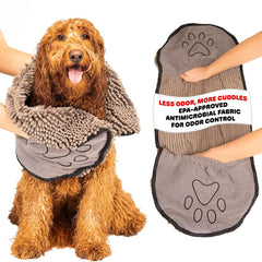 Dog Gone Smart Dirty Dog Shammy front view showing compact, absorbent microfibers for quick drying.