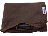 Dogbed4less denim external cover in brown with durable stitching for long-lasting use.