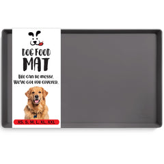DogBuddy dog food mat waterproof XL 28x18 keeps spills on the mat.