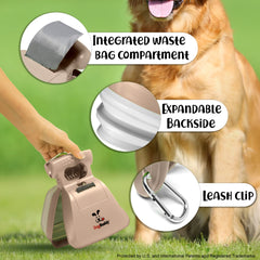 DogBuddy Pooper Scooper with leash clip for hands-free cleanup on walks.