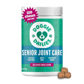 Doggie Dailies duck hip and joint chews bottle shown for daily joint support
