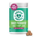 Doggie Dailies Probiotics bottle with duck-flavored soft chews for digestion and immune health