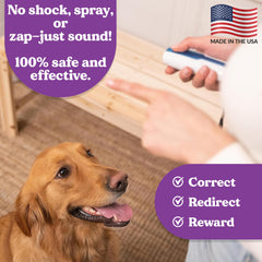 Doggie Don’t bark deterrent on wrist strap for easy access during outings.