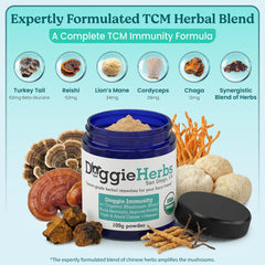 Doggie Herbs High Potency Immune mixed into wet food for easy serving.