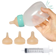 Doggiema puppy feeder bottle angled for comfortable feeding while lying down