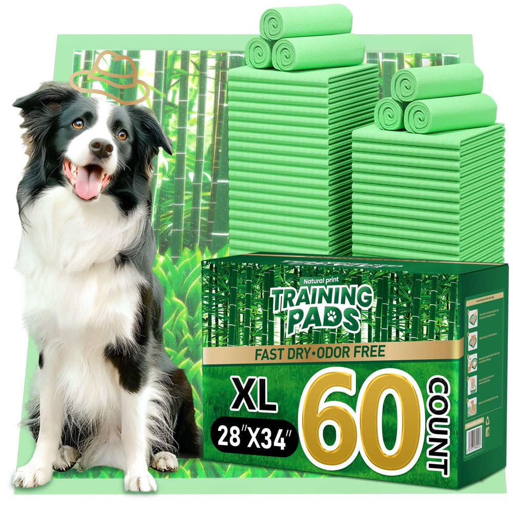 Doggo Doug Puppy Pads XL with bamboo pattern for easy potty training and a tidy space.