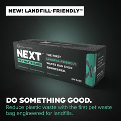 Doggy Do Good Next Waste Bags thick and leakproof for mess-free pickups.