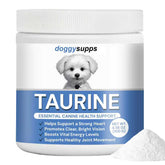DoggySupps Taurine powder bottle for dogs boosts daily vitality.